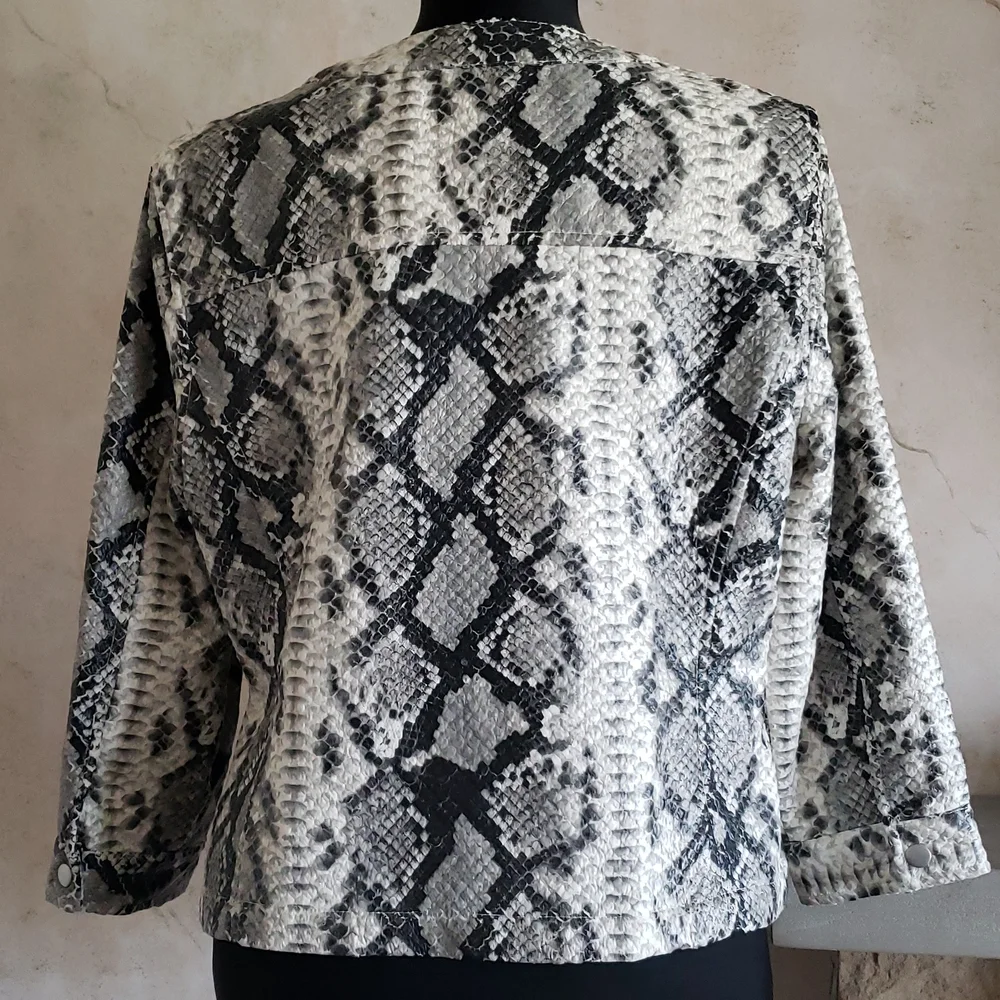 Hearts of Palm Faux Snakeskin Leather Zippered Jacket Women's Size 14 Large - Picture 3 of 12